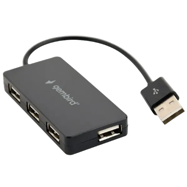 Adaptor Gembird UHB-U2P4-04 USB 2.0 / Black photo 1