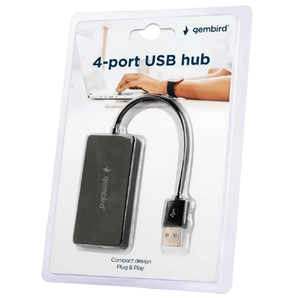 Adaptor Gembird UHB-U2P4-04 USB 2.0 / Black photo 3