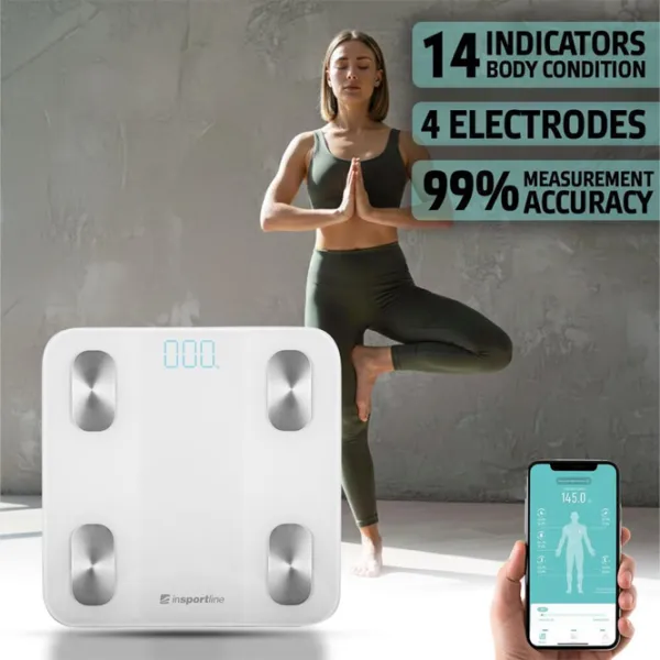 Cântar de podea Insportline Syncale 20 180 kg / White photo 3
