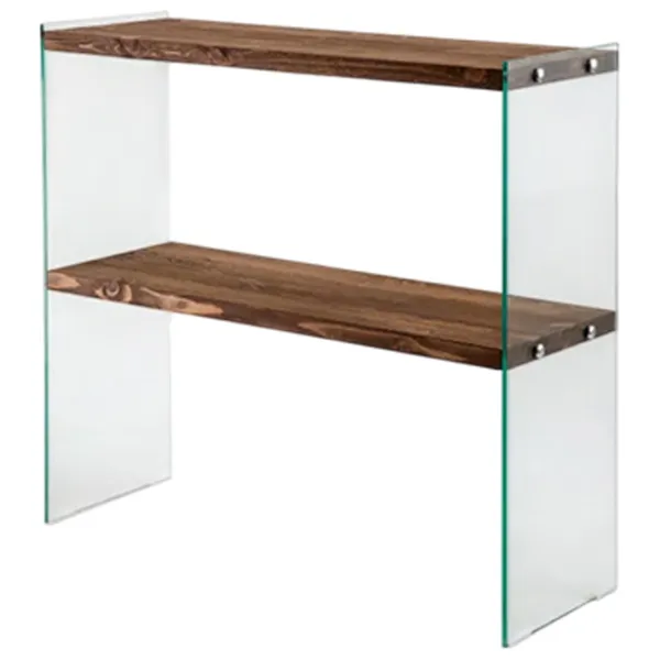 Comodă Trendy Venedik 80 x 90 x 30 / Sticlă / Nuc photo 1