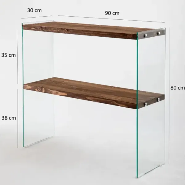 Comodă Trendy Venedik 80 x 90 x 30 / Sticlă / Nuc photo 5