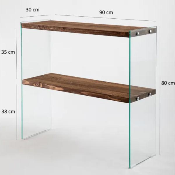 Comodă Trendy Venedik 80 x 90 x 30 / Sticlă / Nuc photo 5