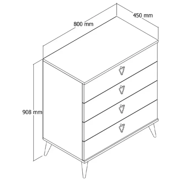 Comodă Trendy Versa 91 x 80 x 45 / PAL / Stejar photo 5