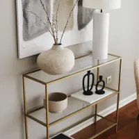 Comodă Trendy D101 85 x 100 x 30 / Sticlă / Gold photo 8