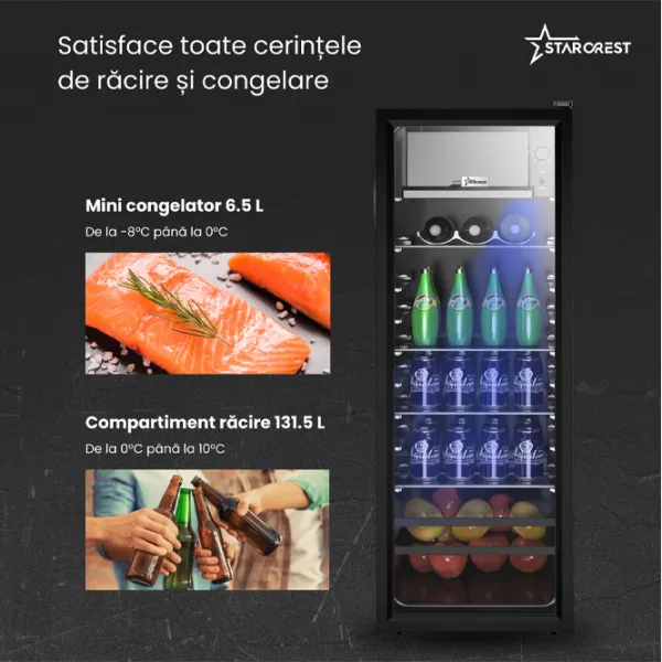 Vitrină frigorifică Starcrest SBC-138BK cu congelator sus 138 l / 125 cm / Black photo 4