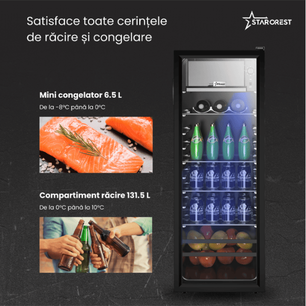 Vitrină frigorifică Starcrest SBC-138BK cu congelator sus 138 l / 125 cm / Black photo 4