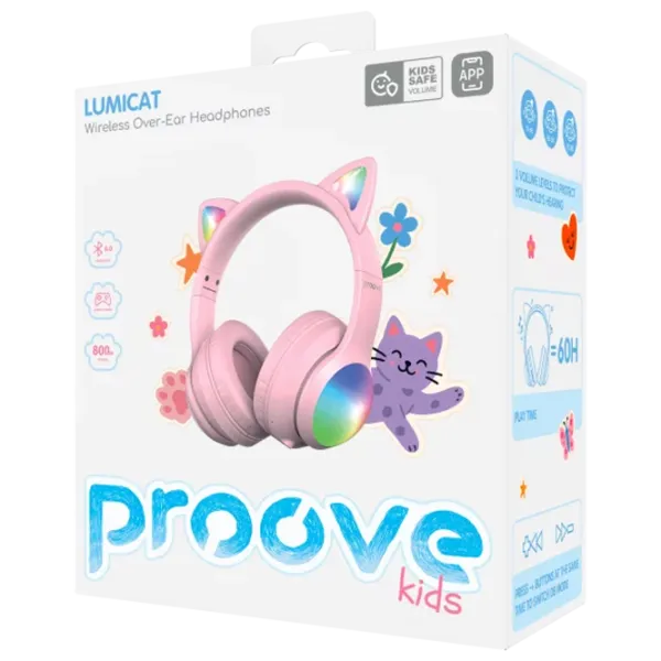 Căști Proove Kids LumiCat Pink Fără fir/ Pentru copii photo 5