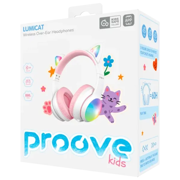 Căști Proove Kids LumiCat White Pink Fără fir/ Pentru copii photo 5