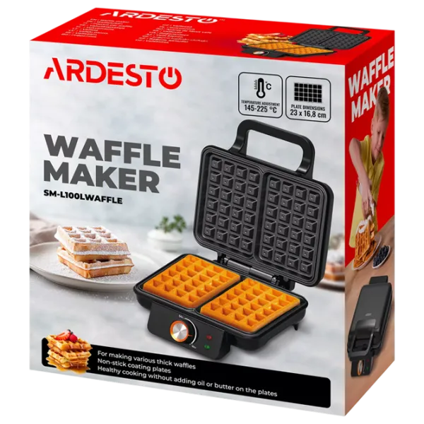 Aparat de vafe Ardesto SM-L100LWAFFL 1200 W / Black photo 6