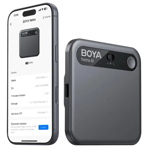 Микрофон Boya Notra AI Note Taker & Voice Recorder Черный photo 6