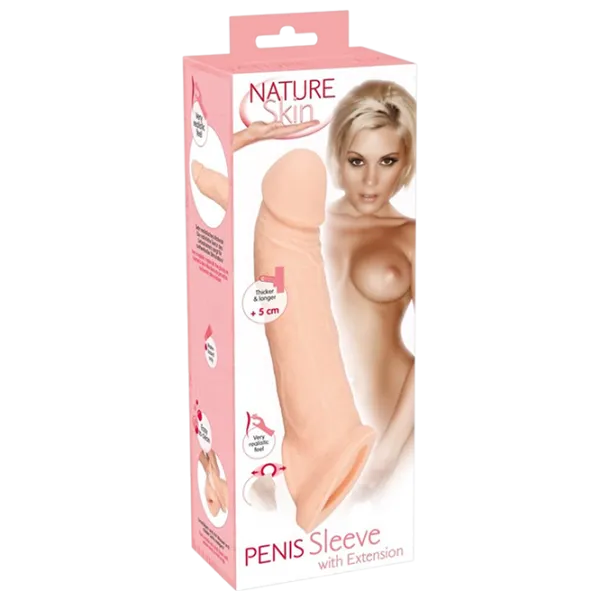 Husa pentru penis Nature Skin Penis Sleeve with Extension 5 cm (21 cm) / Beige photo 1