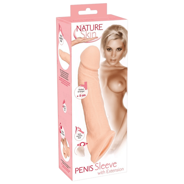 Husa pentru penis Nature Skin Penis Sleeve with Extension 5 cm (21 cm) / Beige photo 1