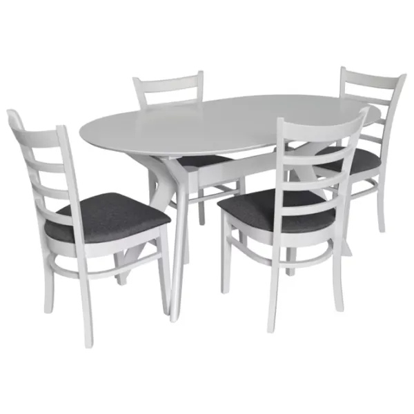 Set masă și scaune Evelin Raffles Oval + 4 COCO Ovală / MDF / White photo 1
