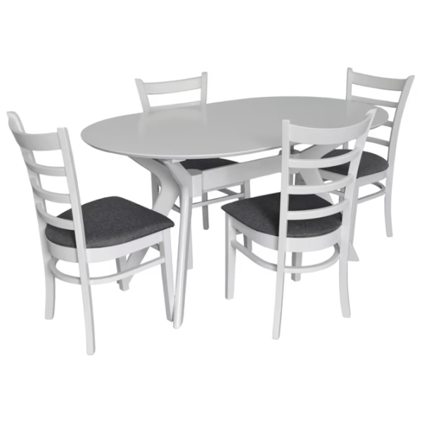 Set masă și scaune Evelin Raffles Oval + 4 COCO Ovală / MDF / White photo 1