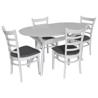 Set masă și scaune Evelin Raffles Oval + 4 COCO Ovală / MDF / White
