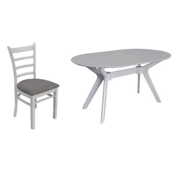Set masă și scaune Evelin Raffles Oval + 4 COCO Ovală / MDF / White photo 4