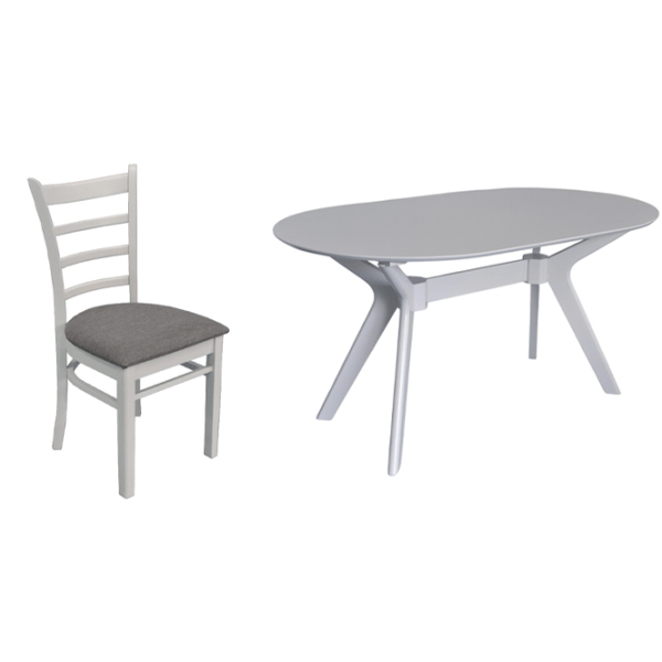 Set masă și scaune Evelin Raffles Oval + 4 COCO Ovală / MDF / White photo 4