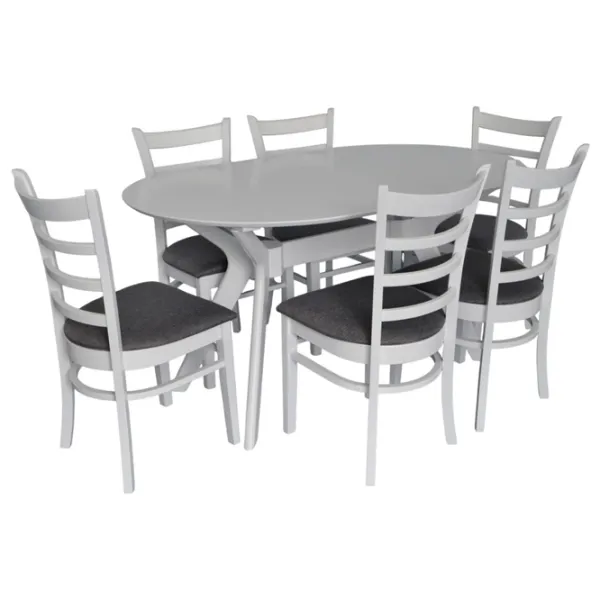 Set masă și scaune Evelin Raffles Ova + 6 COCO Ovală / MDF / White photo 1