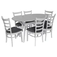 Set masă și scaune Evelin Raffles Ova + 6 COCO Ovală / MDF / White