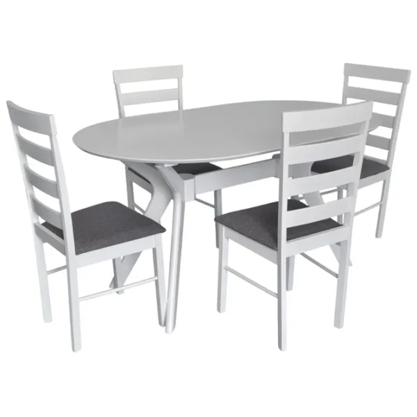 Set masă și scaune Evelin Raffles Oval + 4 GLORIA Ovală / MDF / White photo 1
