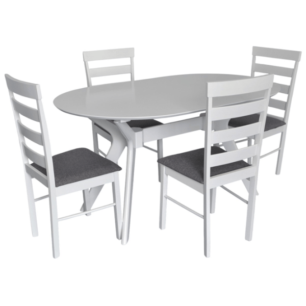 Set masă și scaune Evelin Raffles Oval + 4 GLORIA Ovală / MDF / White photo 1