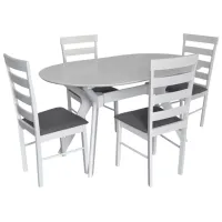Set masă și scaune Evelin Raffles Oval + 4 GLORIA Ovală / MDF / White