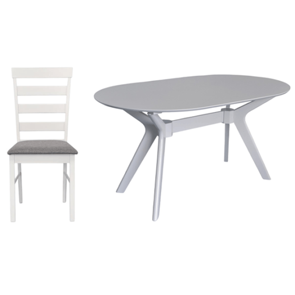 Set masă și scaune Evelin Raffles Oval + 4 GLORIA Ovală / MDF / White photo 5