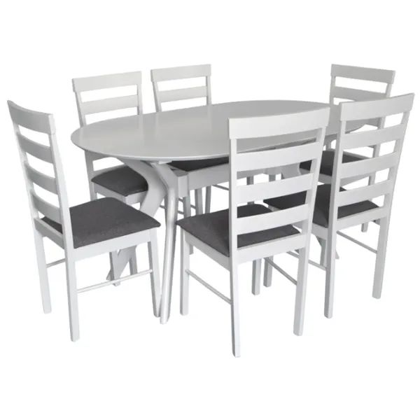 Set masă și scaune Evelin Raffles Oval + 6 GLORIA Ovală / MDF / White photo 1