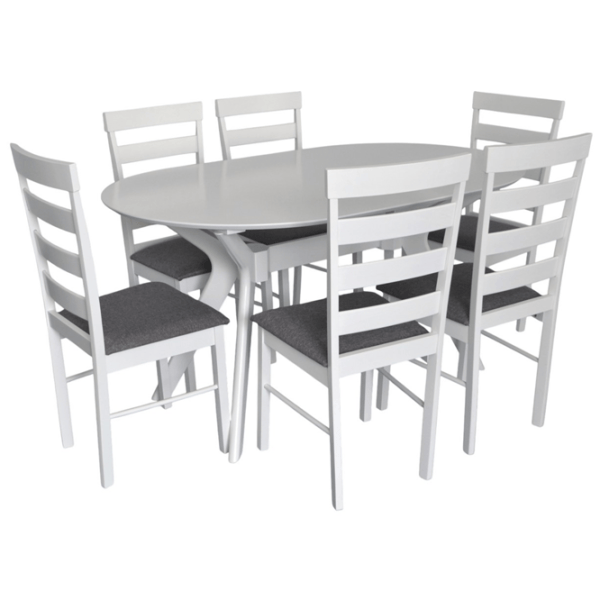 Set masă și scaune Evelin Raffles Oval + 6 GLORIA Ovală / MDF / White photo 1