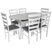 Set masă și scaune Evelin Raffles Oval + 6 GLORIA Ovală / MDF / White