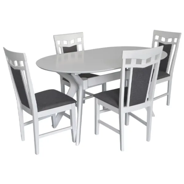 Set masă și scaune Evelin Raffles Oval + 4 Deepa R Ovală / MDF / White photo 1