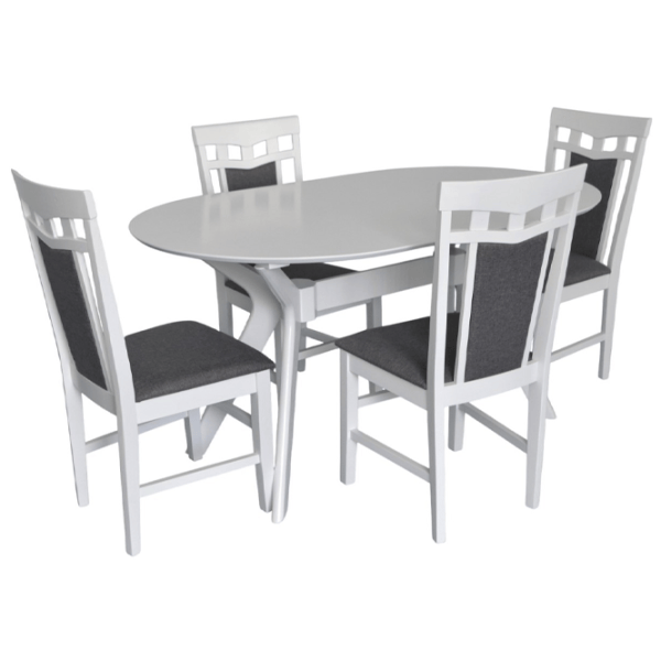 Set masă și scaune Evelin Raffles Oval + 4 Deepa R Ovală / MDF / White photo 1