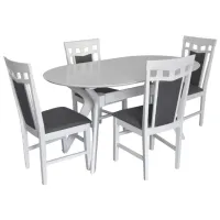 Set masă și scaune Evelin Raffles Oval + 4 Deepa R Ovală / MDF / White