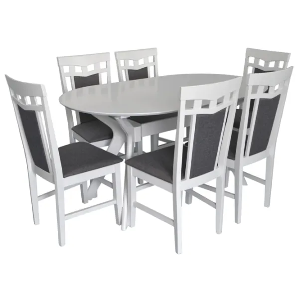 Set masă și scaune Evelin Raffles Oval + 6 Deepa R Ovală / MDF / White photo 1