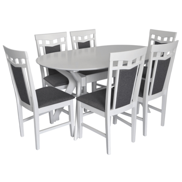 Set masă și scaune Evelin Raffles Oval + 6 Deepa R Ovală / MDF / White photo 1