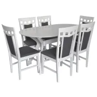 Set masă și scaune Evelin Raffles Oval + 6 Deepa R Ovală / MDF / White