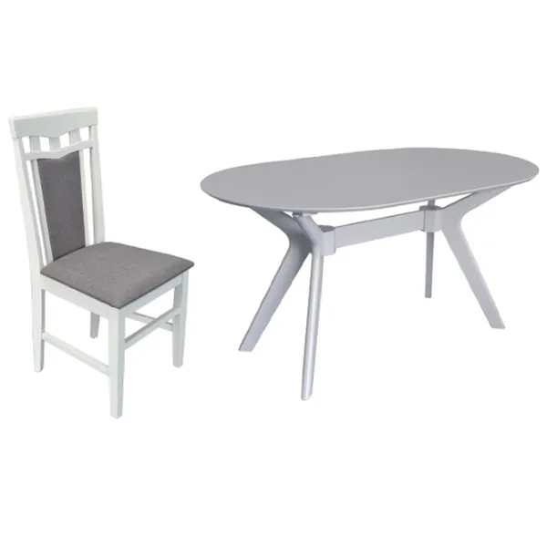Set masă și scaune Evelin Raffles Oval + 6 Deepa R Ovală / MDF / White photo 5