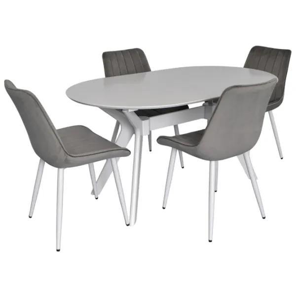 Set masă și scaune Evelin Raffles Oval + 4 YTC Ovală / MDF / White photo 1