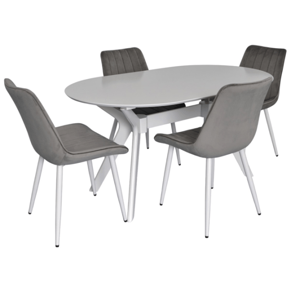 Set masă și scaune Evelin Raffles Oval + 4 YTC Ovală / MDF / White photo 1