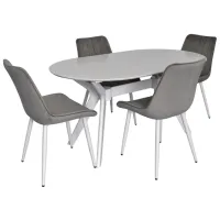 Set masă și scaune Evelin Raffles Oval + 4 YTC Ovală / MDF / White