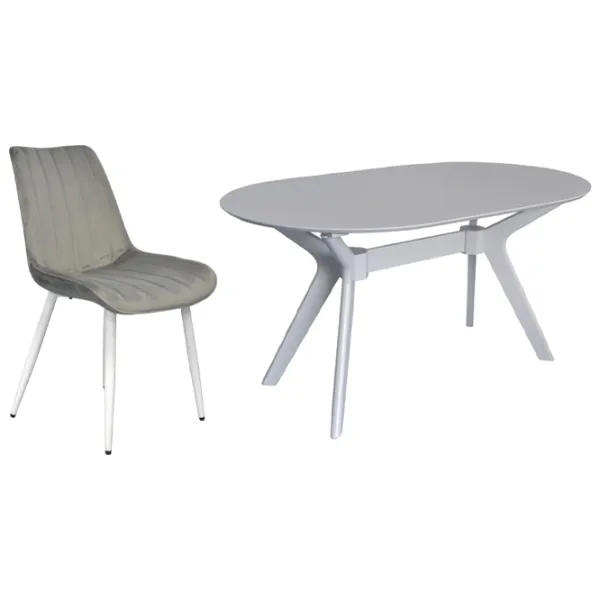 Set masă și scaune Evelin Raffles Oval + 4 YTC Ovală / MDF / White photo 5
