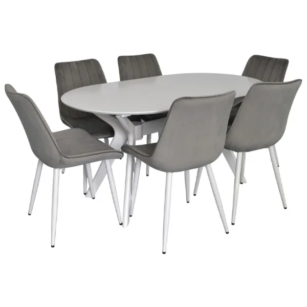 Set masă și scaune Evelin Raffles Oval + 6 YTC Ovală / MDF / White photo 1