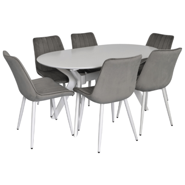 Set masă și scaune Evelin Raffles Oval + 6 YTC Ovală / MDF / White photo 1