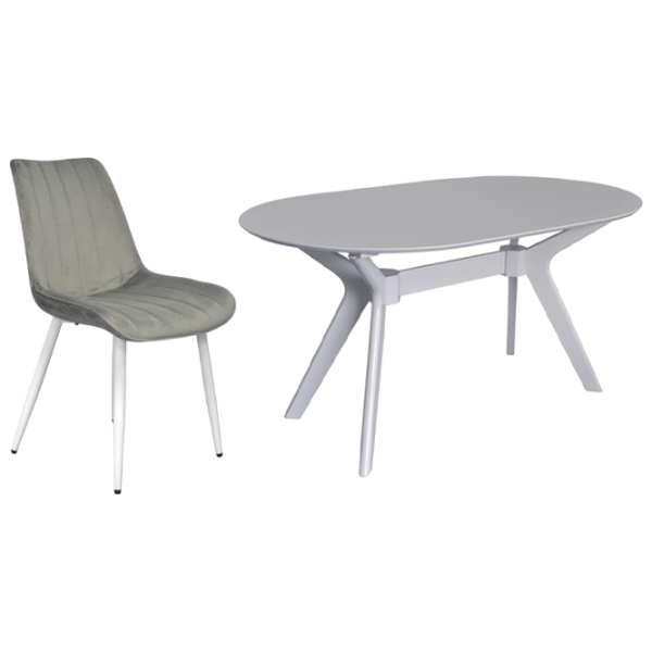 Set masă și scaune Evelin Raffles Oval + 6 YTC Ovală / MDF / White photo 4