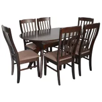 Set masă și scaune Evelin Raffles Oval + 6 Wenyi Ovală / MDF / Brown