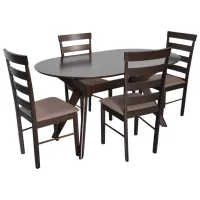 Set masă și scaune Evelin Raffles Oval + 4 GLORIA Ovală / MDF / Dark Brown
