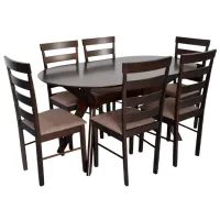 Set masă și scaune Evelin Raffles Oval + 6 GLORIA Ovală / MDF / Dark Brown