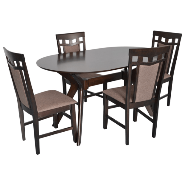 Set masă și scaune Evelin Raffles Oval + 4 Deepa R Ovală / MDF / Dark Brown photo 1