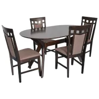 Set masă și scaune Evelin Raffles Oval + 4 Deepa R Ovală / MDF / Dark Brown