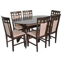 Set masă și scaune Evelin Raffles Oval + 6 Deepa R Ovală / MDF / Brown